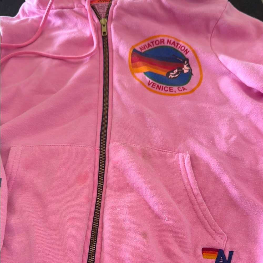 Aviator Nation Pink Hoodie Vibrant Sweatshirt